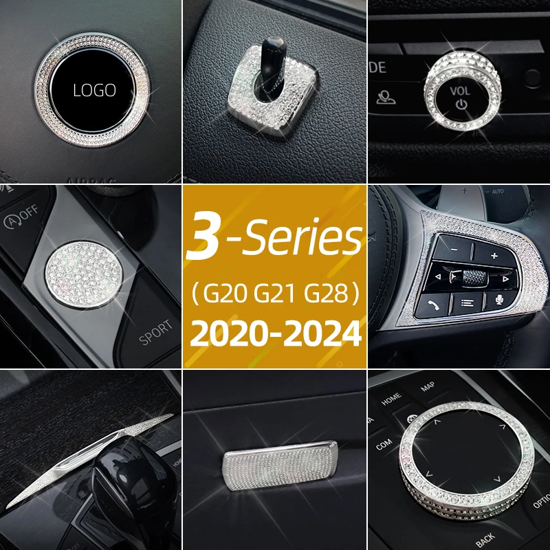 For BMW G20 G21 G28 3-Class 2020-2024 i3 New 320i 325i 330i Series Car Interior Steering Wheel Air Outlet Diamond Decoration