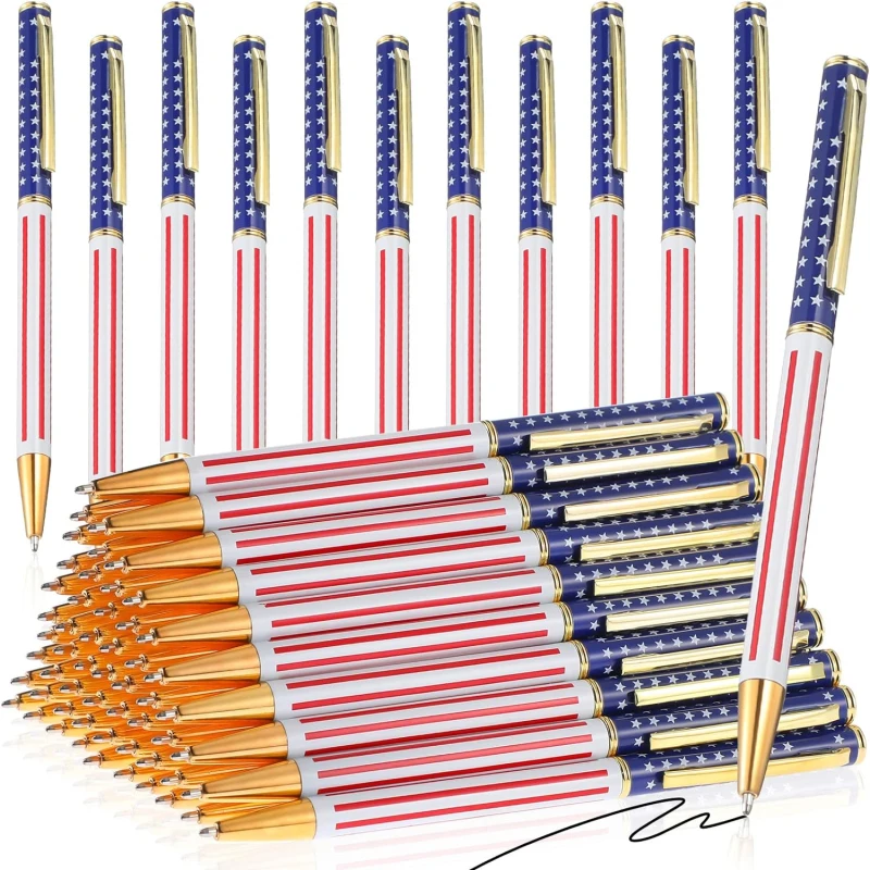 1 pz bandiera americana penna a sfera penne patriottiche in metallo penne retrattili sottili a tema USA per Souvenir veterano del giorno