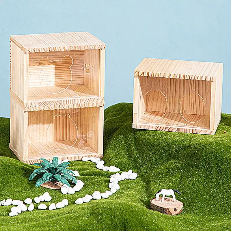 Hamster House Solid Wood Gerbil Hideouts Hamster Home Creative Chinchilla Huts Small Animal Hide Hamster Houses And Hideouts For