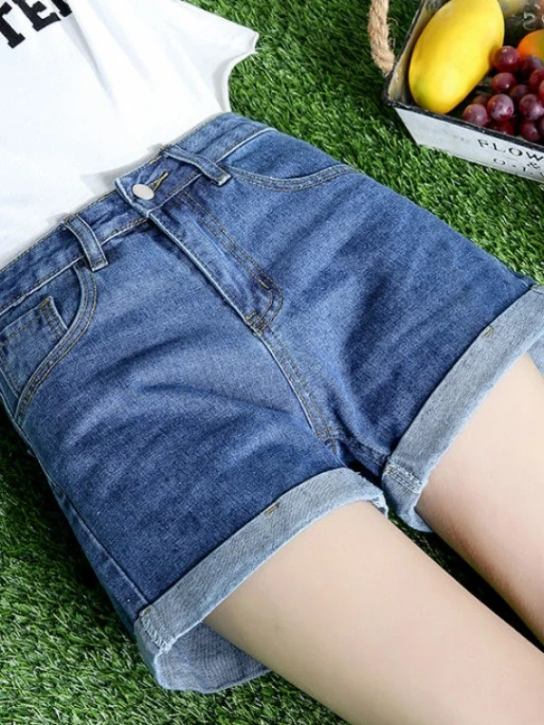 

High Waist Wide Leg Loose Fit Denim Shorts Women's Summer New Style Korean Version Chic Slimming Hot Pants Casual Flip