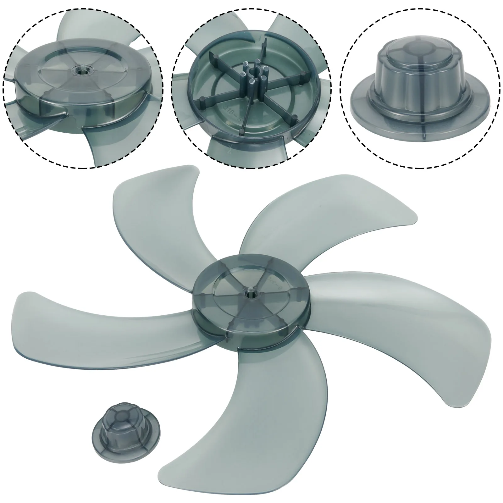 

High Quality Fan Blade Accessories Mini Leaf Floor Fan Plastic Slow Noise Wind Blade With Nut Cover 16 Inch For Pedestal