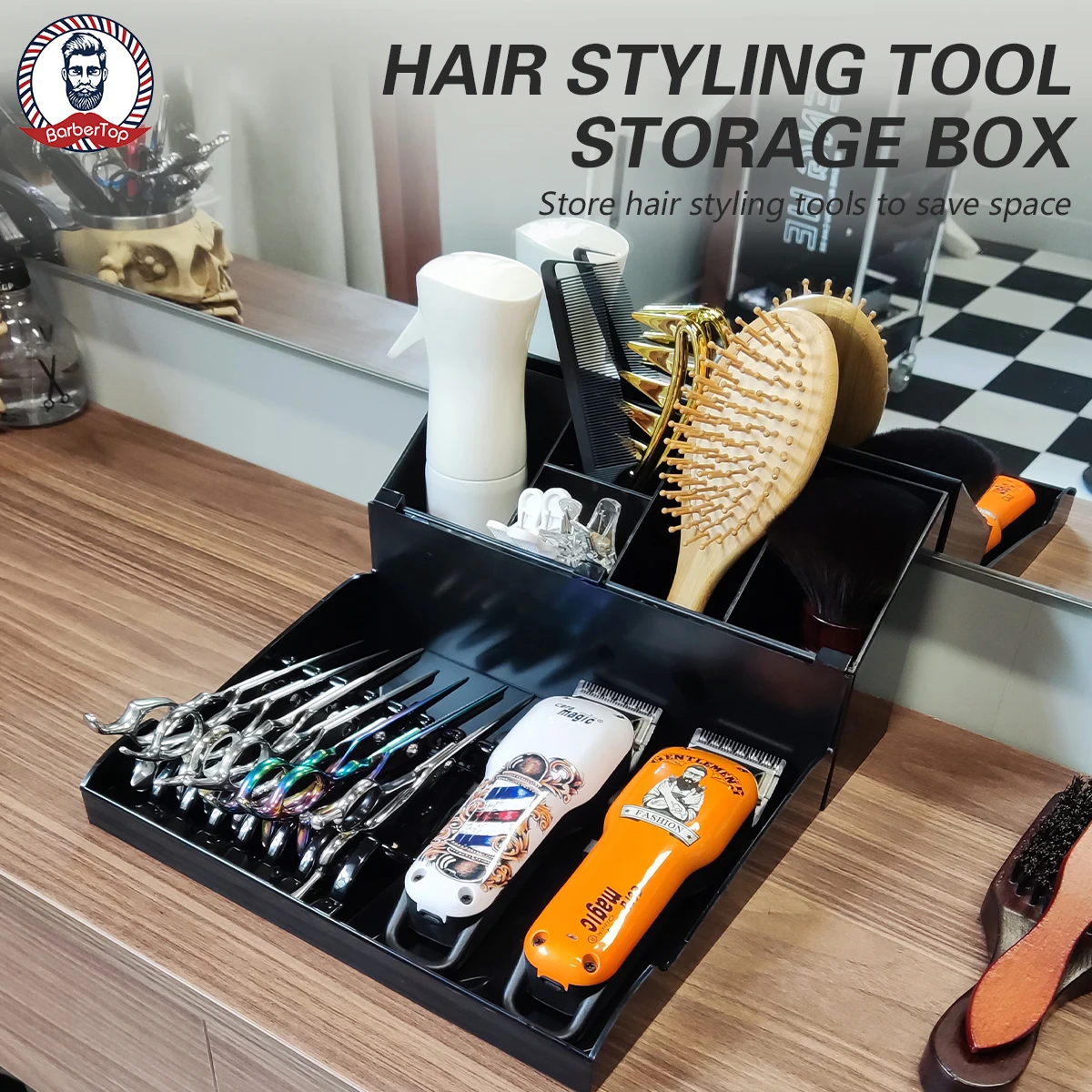 Hairdressing Tool Storage Box Electric Clipper Display Stand Salon Barber Scissor Comb Socket New Station Tray