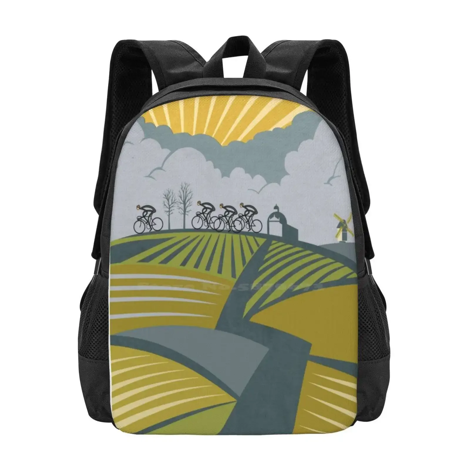 

Retro Vlaanderen Cycling Poster School Bags Travel Laptop Backpack Retro Cyclign Art Ronde Van Vlaanderen Tour Of Flanders
