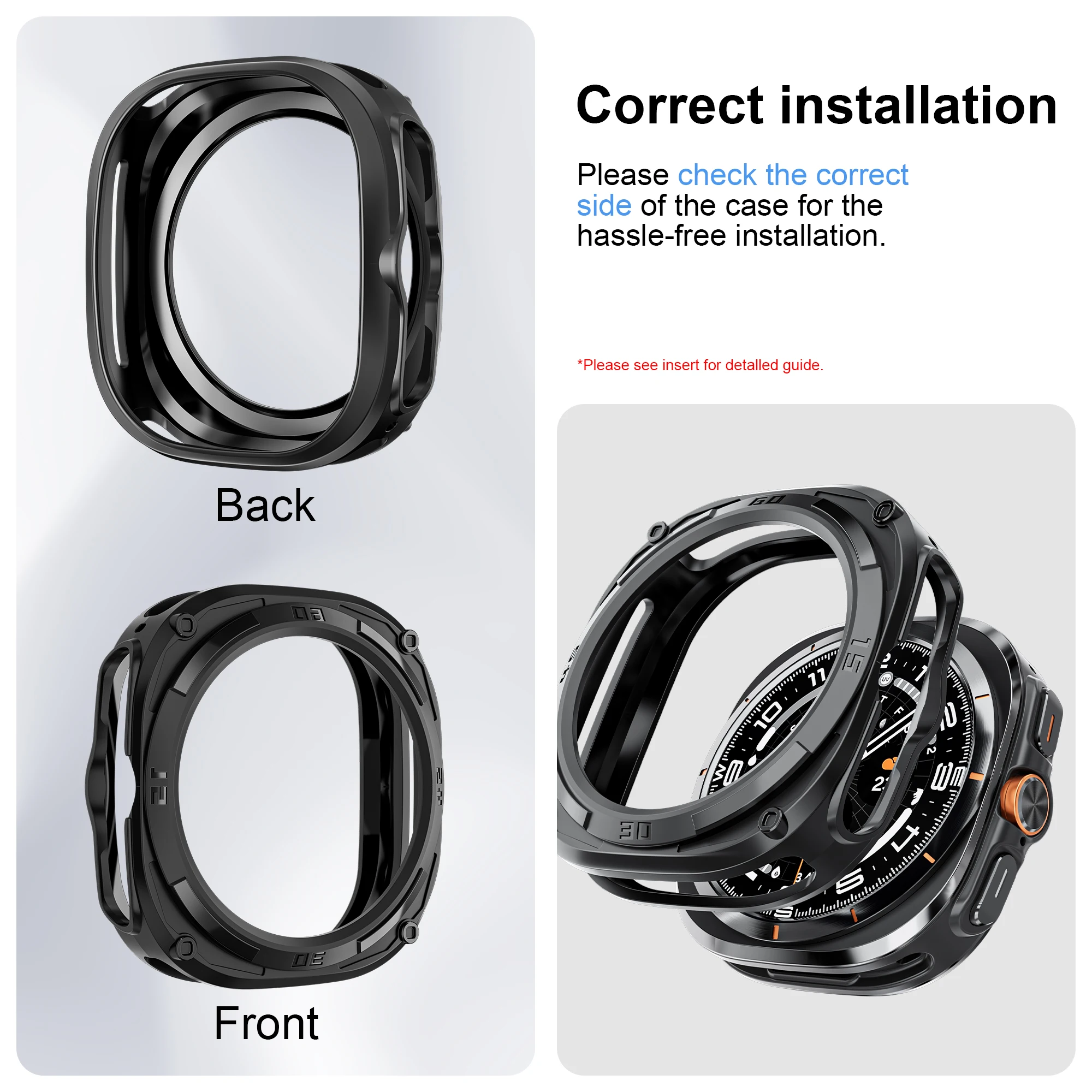 Case for samsung watch 7 ultra band 47mm Accessories Hard Hollow Frame Protective Bumper for samsung galaxy watch 7 ultra strap