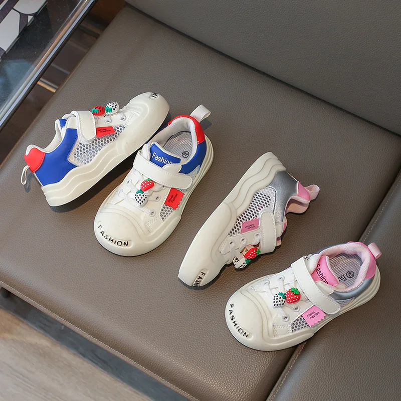 

Summer New Children's Shoe for Girl Mesh Breathable Boys Causal Sneakers Fashion Cute Strawberry Kids School Tennis Shoes Soft