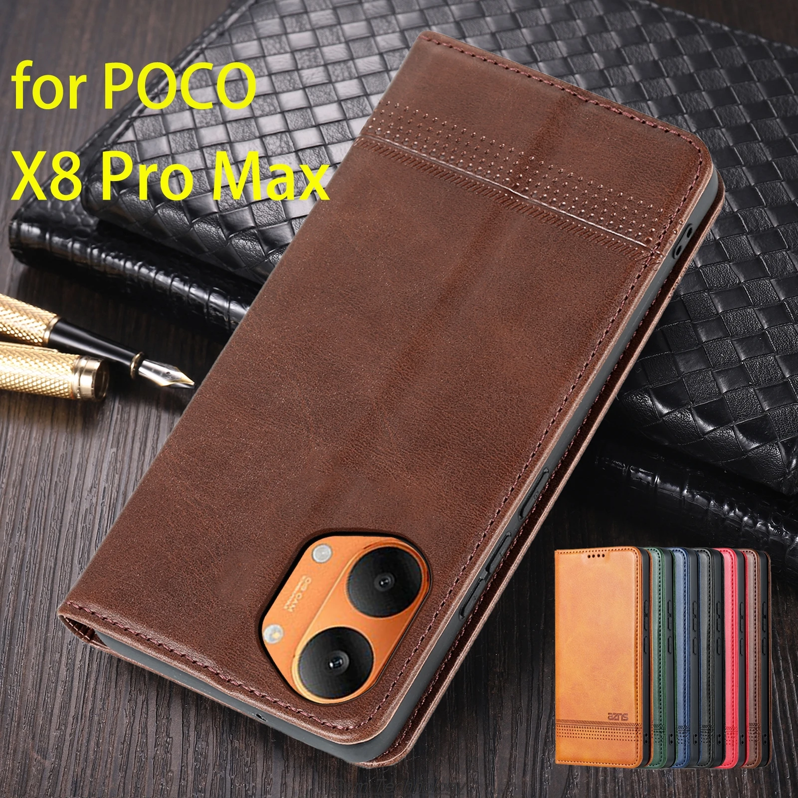 

Magnetic Adsorption Leather Fitted Case for Xiaomi POCOPHONE POCO X8 Pro Max 5G Flip Cover Protective Case Capa Fundas Coque
