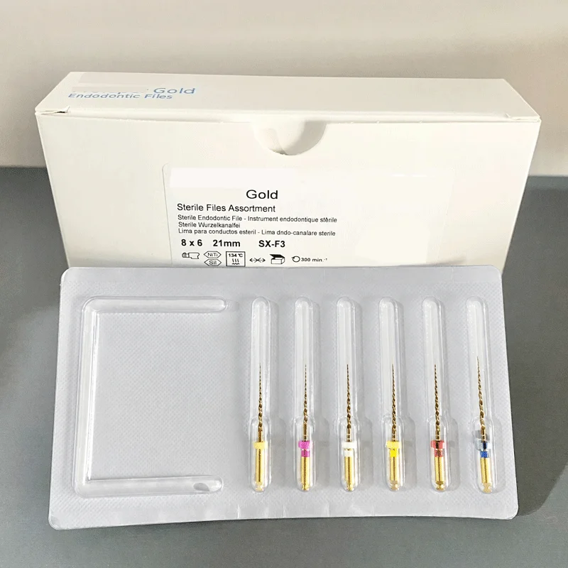 1Pack/6Pcs Dental Rotary Endo Gold Pro Files Engine‑Use Endodontic Instrument for Taper Root Canal Dentistry Materi