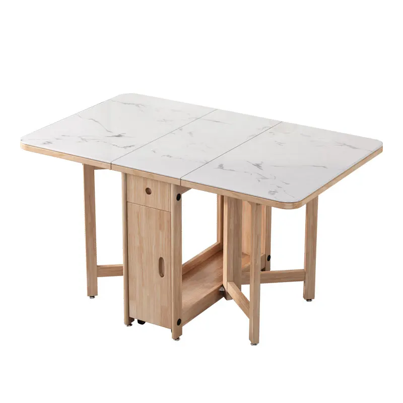 

table, all solid wood retractable folding table, small apartment household simple, modern rectangular, mobile table
