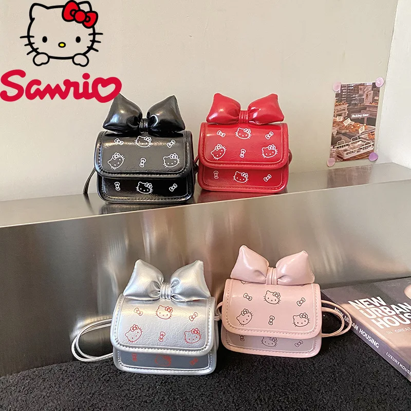 

Hello Kitty New Women's Mini Crossbody Bag, Fashionable and High-quality PU Girl Phone Storage Bag, Cartoon Lipstick Storage Bag