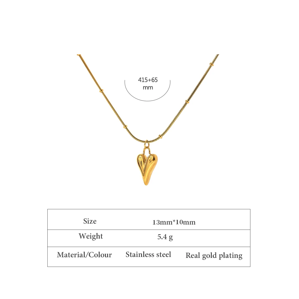 Yhpup Temperament Herz Anhänger Kette Halskette für Frauen 2021 Edelstahl Stilvolle Halsband Halskette 18 K Schmuck Party Geschenk – Detail 1