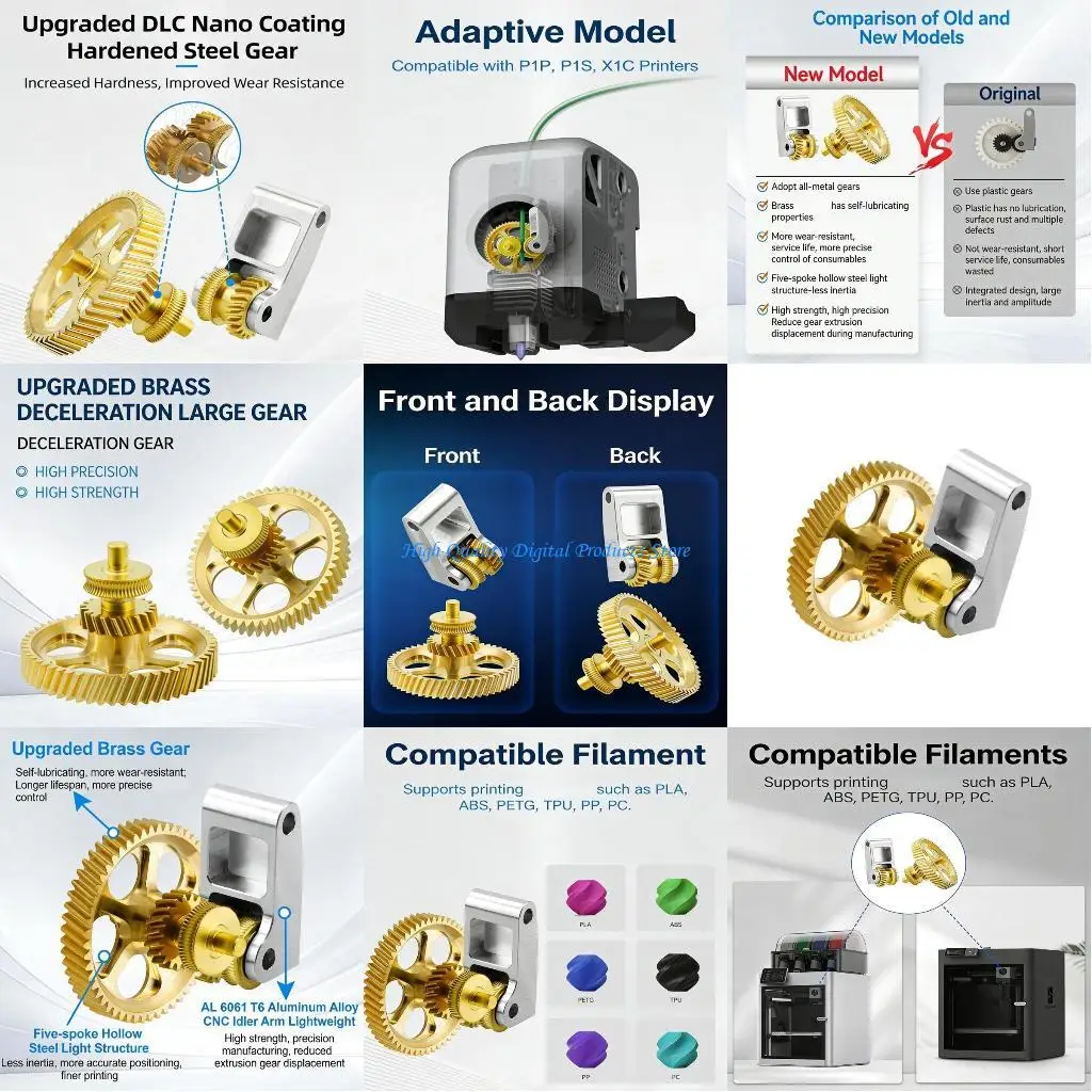 

U2JE Low Frictions Coated Gear Set Extending Component Lifespans Reducing Maintenance