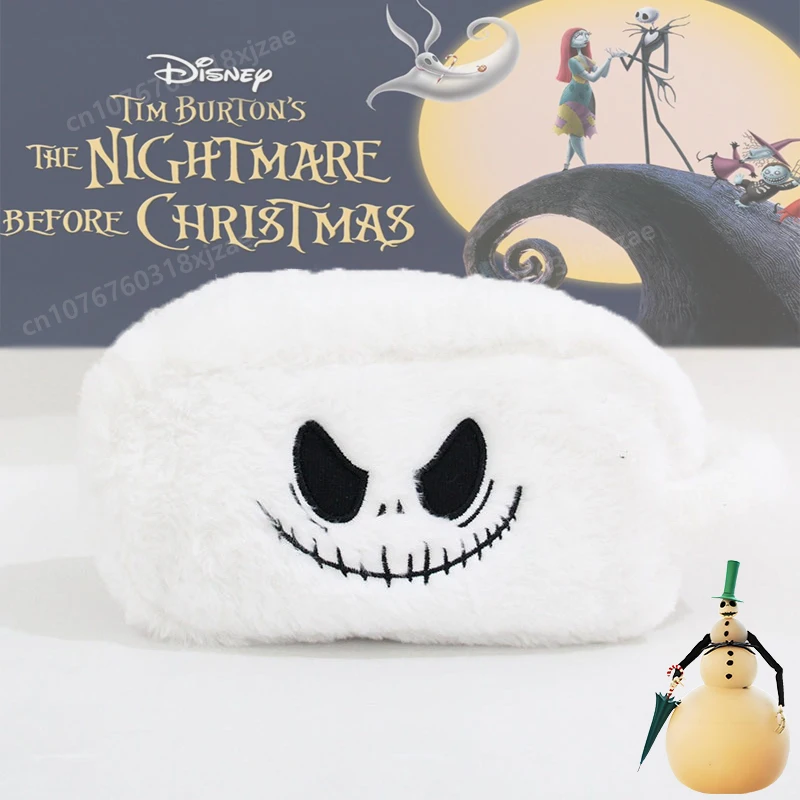 

Halloween The Nightmare Before Christmas Plush Pen Bag Animated Film Jack Makeup Bag Large Capacity Pencil Case Stationery Gifts