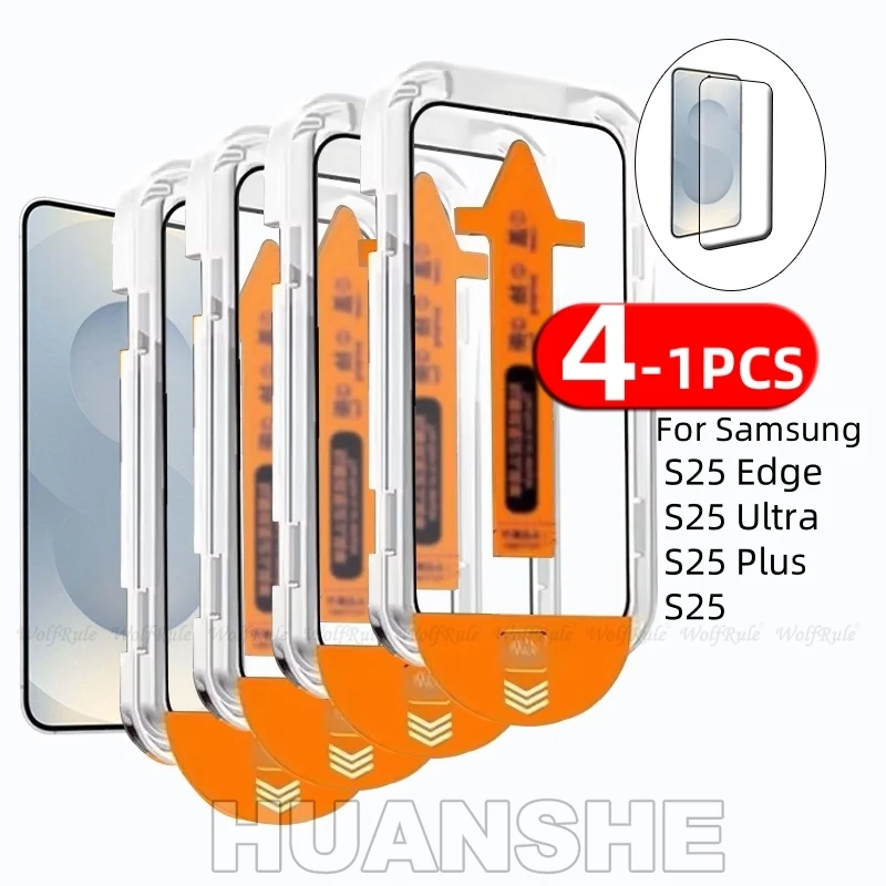 2-4pcs Full Cover Dust Free Tempered Glass Screen Protector for Samsung Galaxy S25 Ultra S25 Edge S25