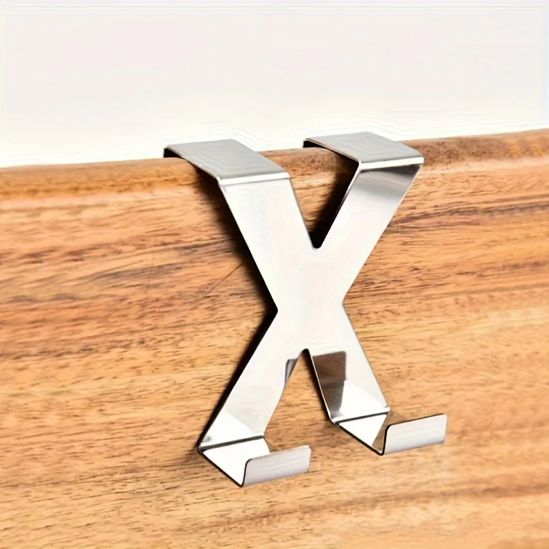 2pcs X-Shaped Stainless Steel Over The Door Hook,Multi-functional Hook, Free Punching Clothes Hook, Toilet Hook,Bathroom Hanger
