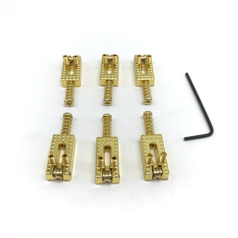 6 uds guitarra eléctrica ST Roller Bridge trémolo monturas con llave para Stratocaster Telecaster Gold