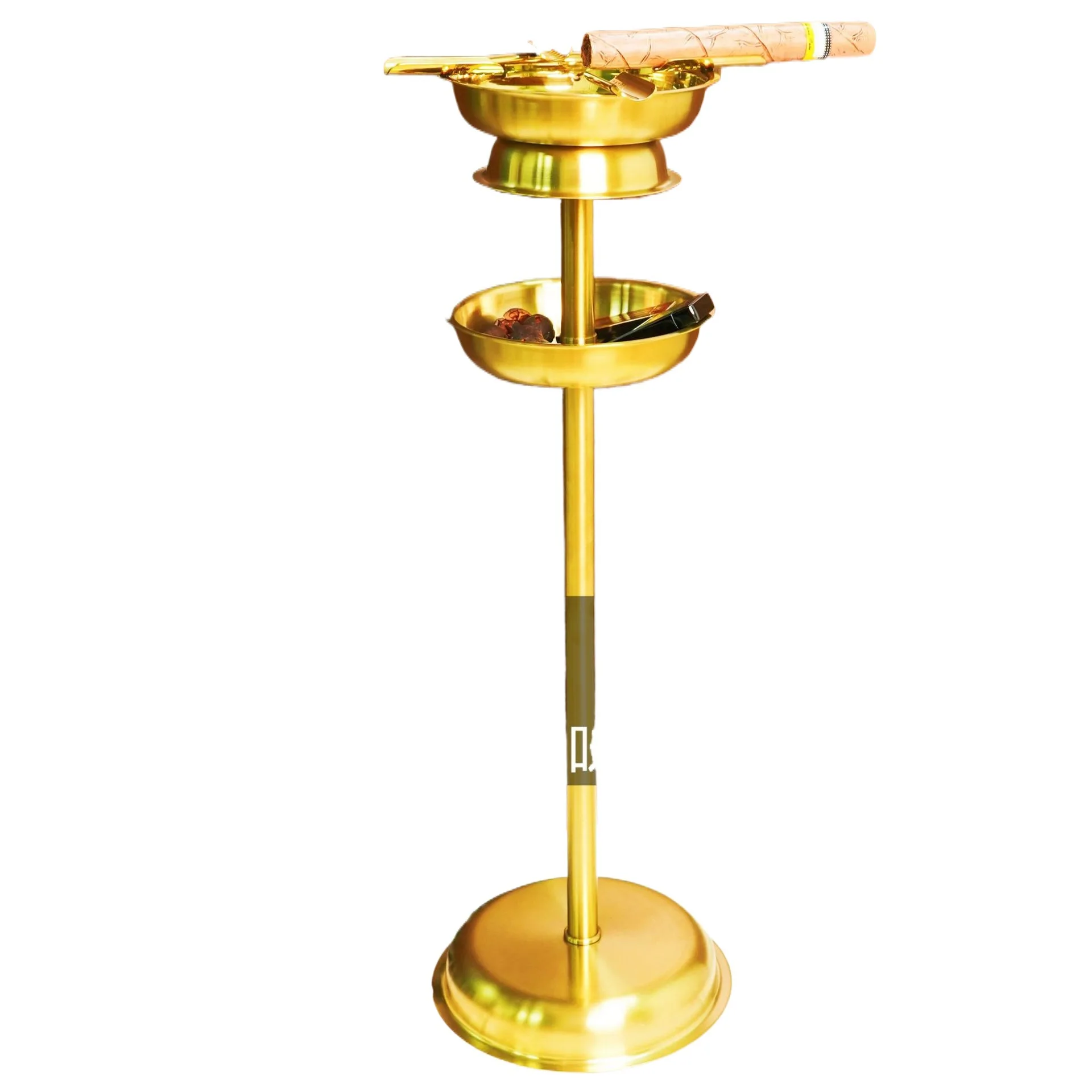 New Item Office Stainless Steel Round Standing Disassemble Cigar Ashtray With Middle Plate For Cigar Accessories