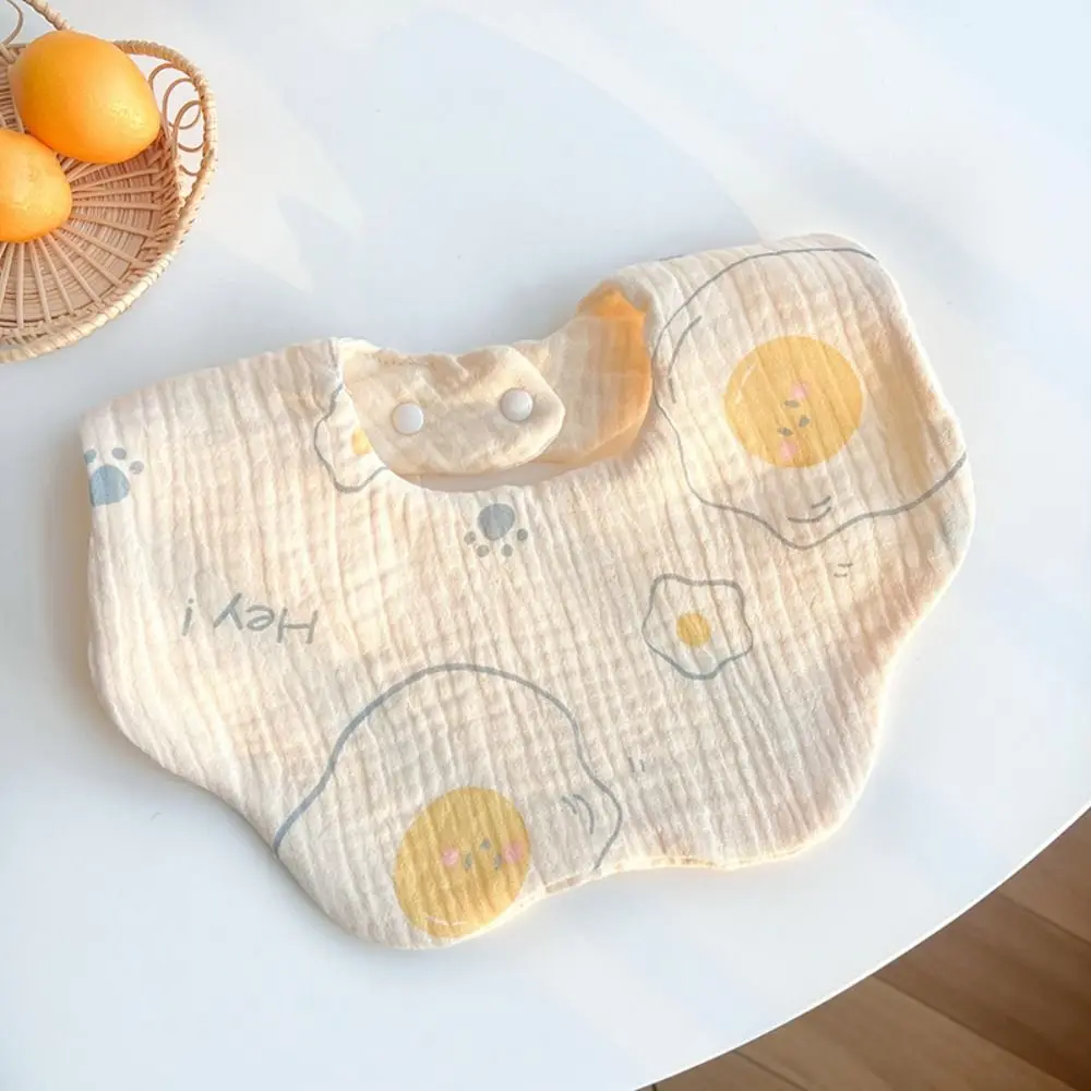 

Cute Cartoon Anti-vomiting Bibs Cotton Yarn Rotatable Baby Drooling Bibs Flower Shape Round Neck Saliva Towel Infant