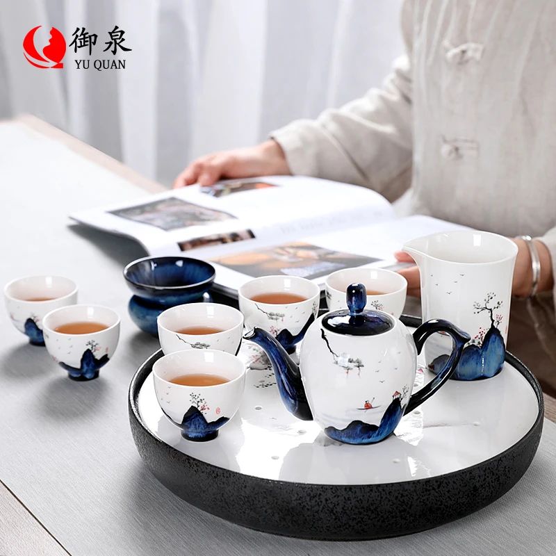 White Ceramic Tea Set Tray Ceramic Teaware Chinese Tea Pot And Cup Set Ceramic Gift Set Tea Pot And Cup Set Teaware Sets