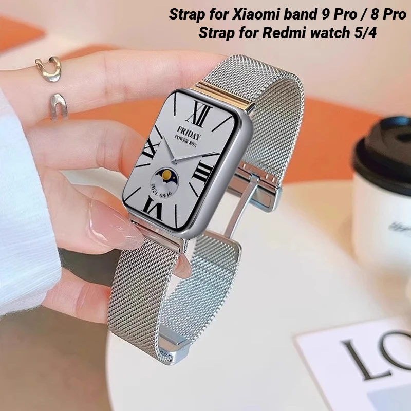 

Magnetic Strap For Xiaomi band 9 Pro Metal Correa Bracelet Sport Watchband For Redmi watch 5/4 Replacement SmartWatch Wristband