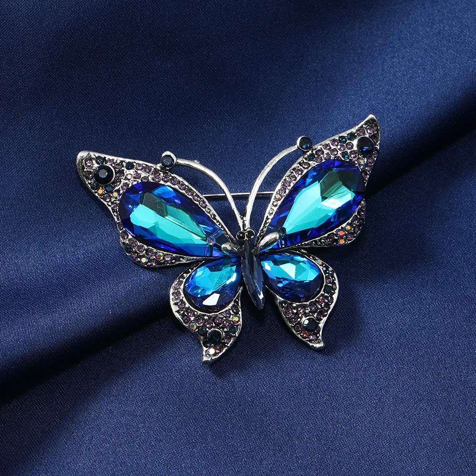 Muylinda Purple Butterfly Brooch Pin for Women Crystal Insect Brooches Rhinestone Winter Sweater Coat Accessory Free Shipping