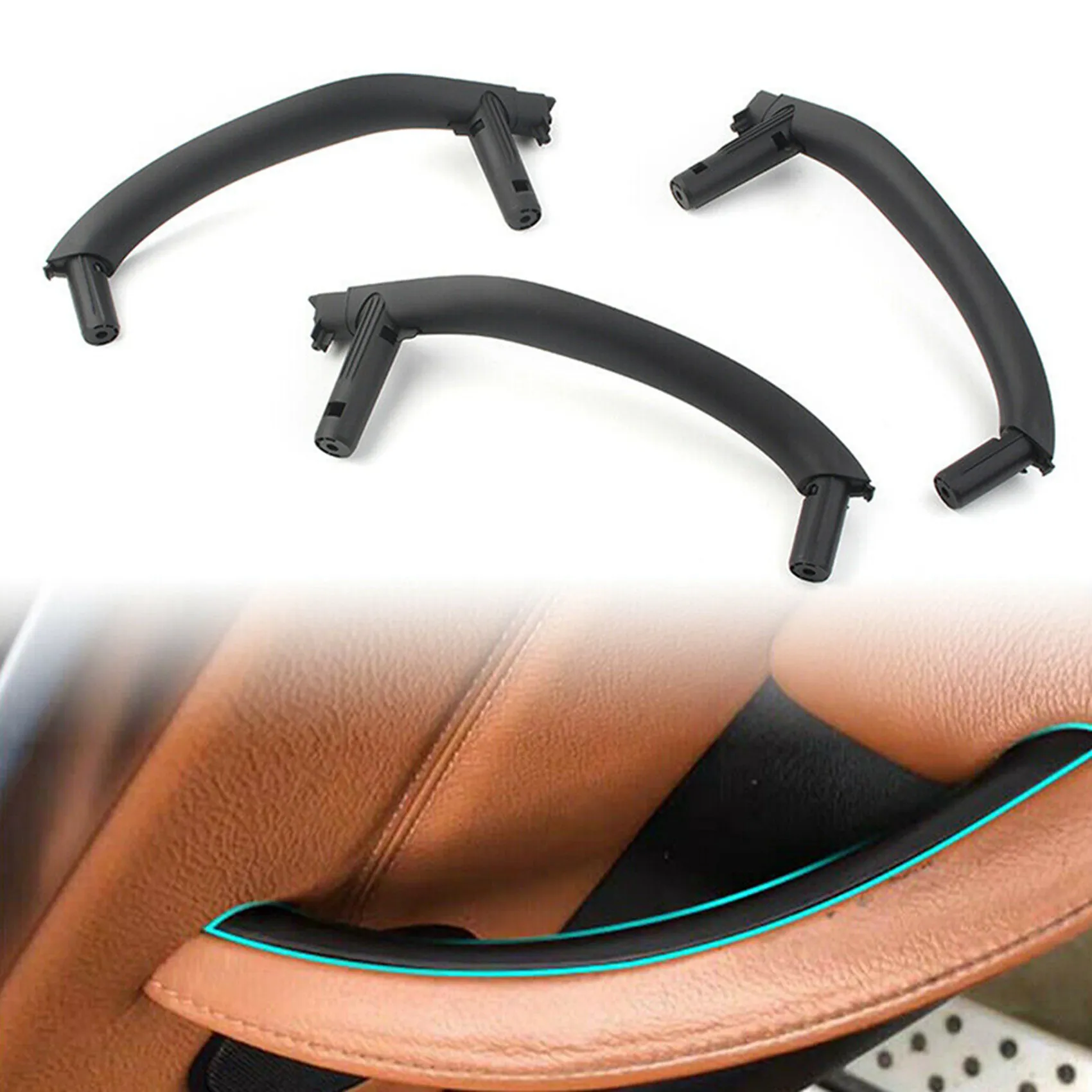 Precision Inner Door Pull Handle Trim Cover 51417292243 51417292244 For BMW- X5 X6 F15 F16 RHD 2014-2018 6PCS (Black)