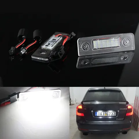 2 шт. белый светодиодный светильник номерного знака Canbus без ошибок для Skoda Octavia MKII 1Z A5 09-13 Roomster 5J 06-10 задние лампы бирки