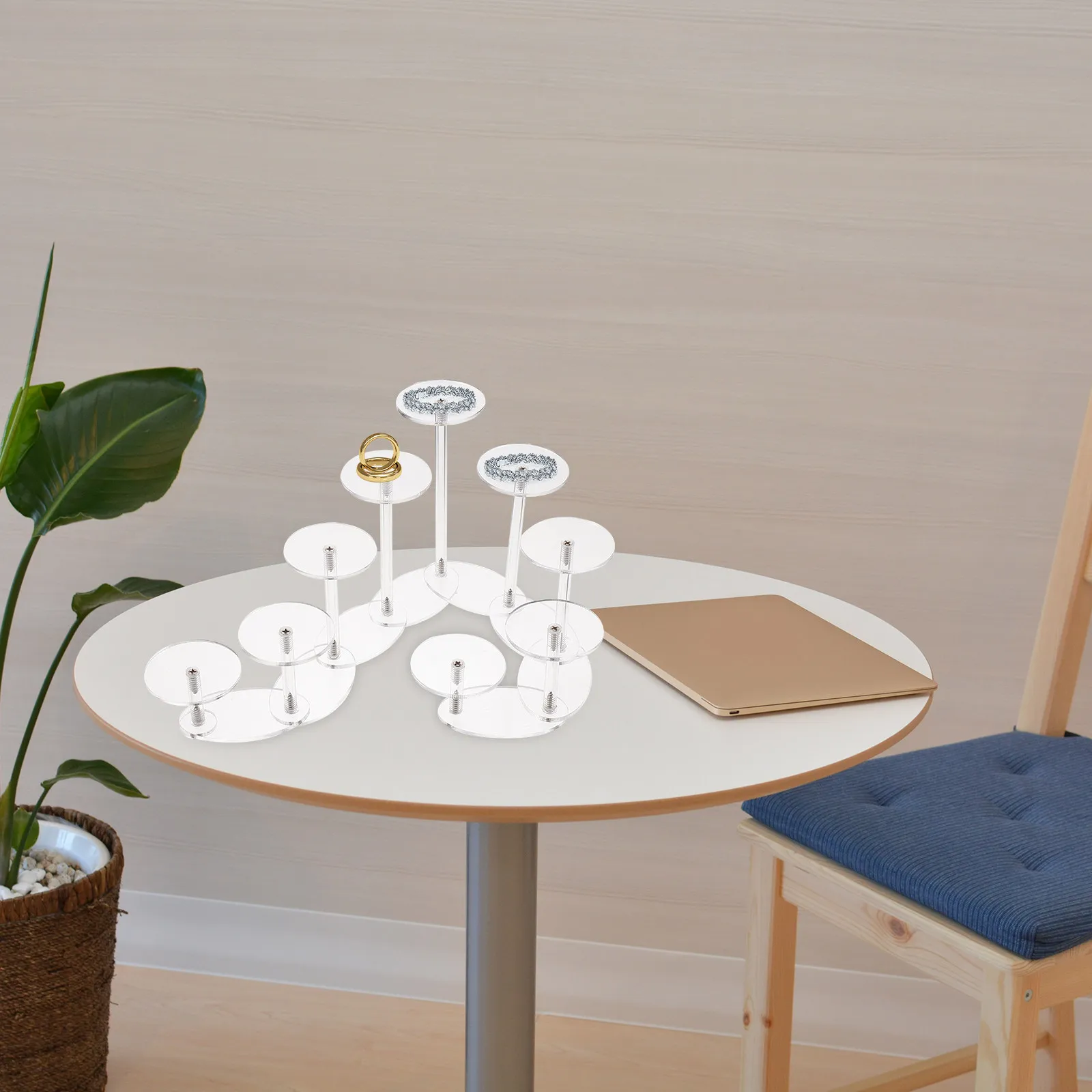 

1Pcs Acrylic Jewelry Display Rack 9-Tier Stepped Deformable Design Vertical Space Saver for Rings Earrings Bracelets Dresser