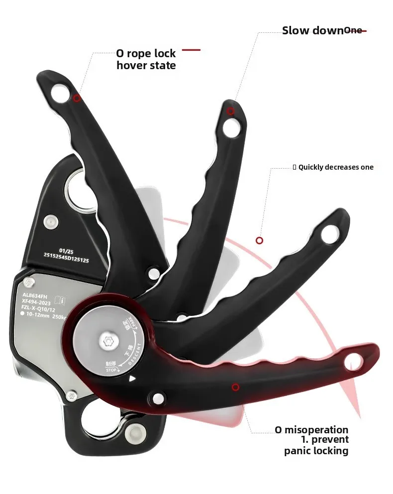 

Десендер с ручным управлением, антипаниковой системой, для спуска с высот, для альпинизма и защиты при высотных работах