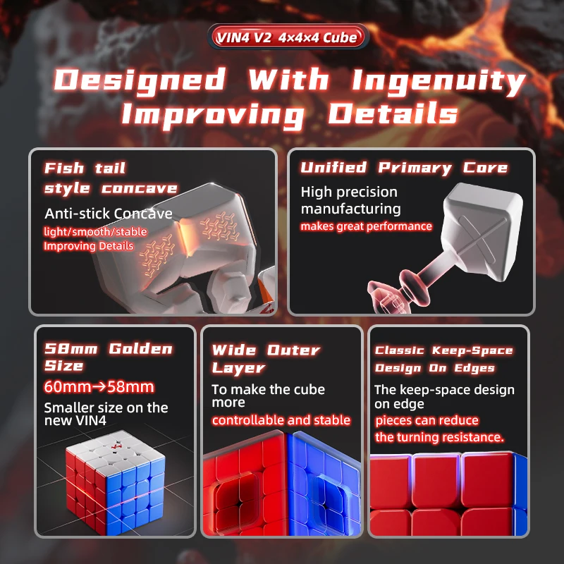 [Picube] Vin 4 V2 M 4x4x4 Magnetic UV Vin 4 MagicCube MGC Designer Newest Magic Speed cube Vin Cube 4x4x4 Magic Cubes