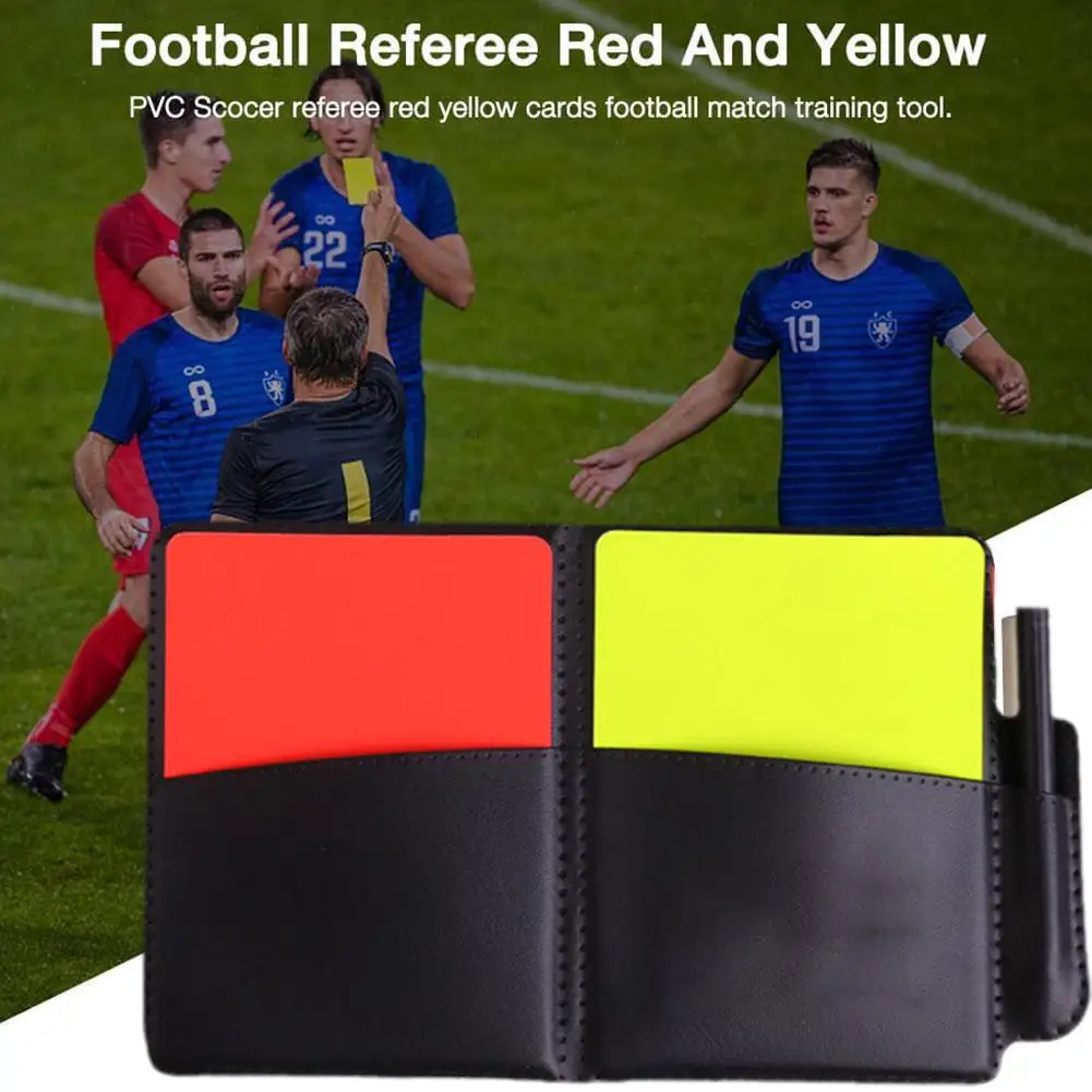 Soccer Referee Record Book Fluorescent Red Yellow Cards Wallet And Pencil Paper With Football Leather Equipment Recording T9X6