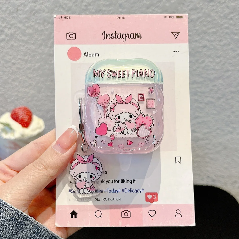 Casing Earphone My Melody Domba Merah Muda Mewah untuk Apple Airpods Pro 3 4 Pro 2 Headset Bluetooth Nirkabel Sampul Silikon