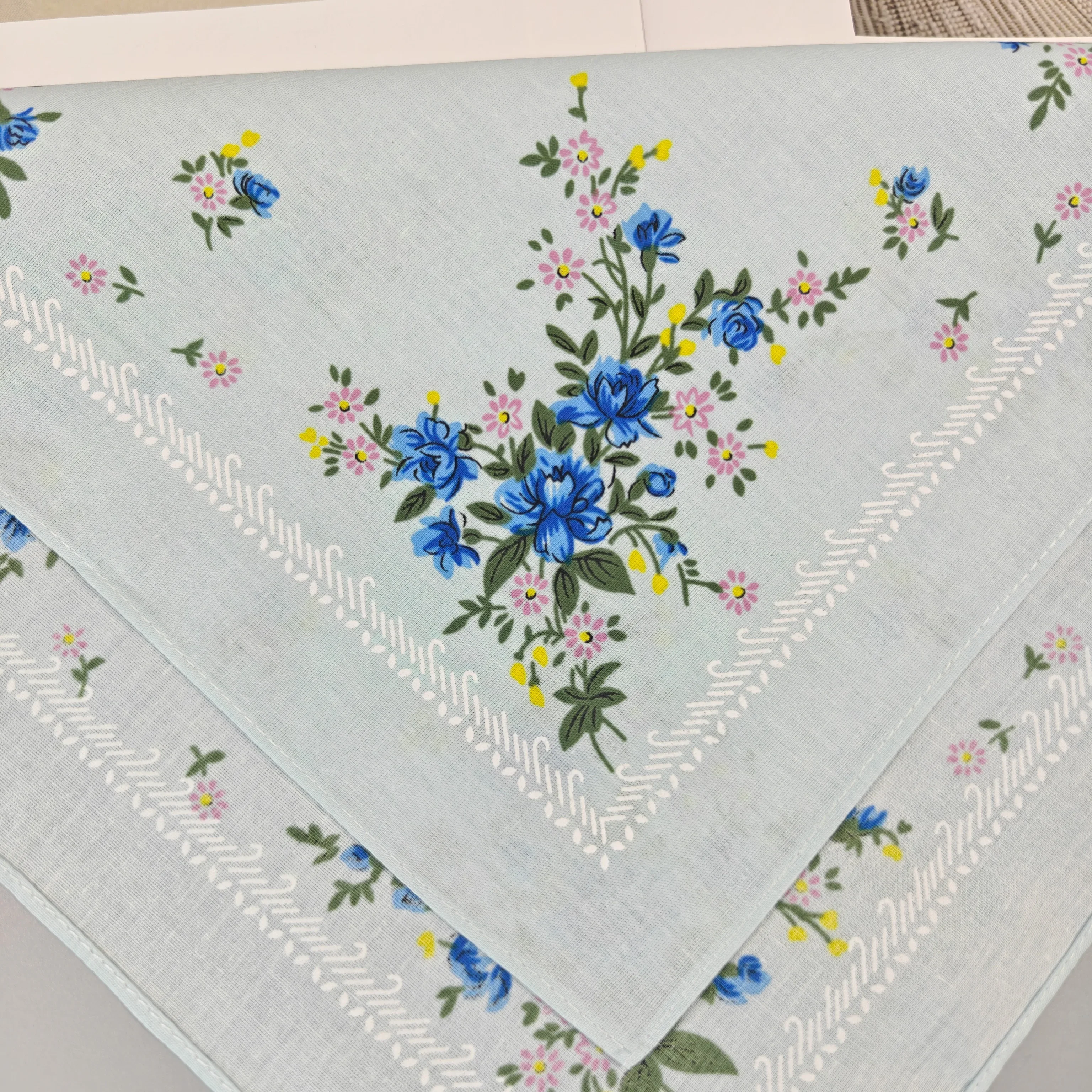 11.6 بوصة/29.5 سنتيمتر القطن هلال المرأة المطبوعة منديل الرجعية 6 قطعة شعور رقيقة #5