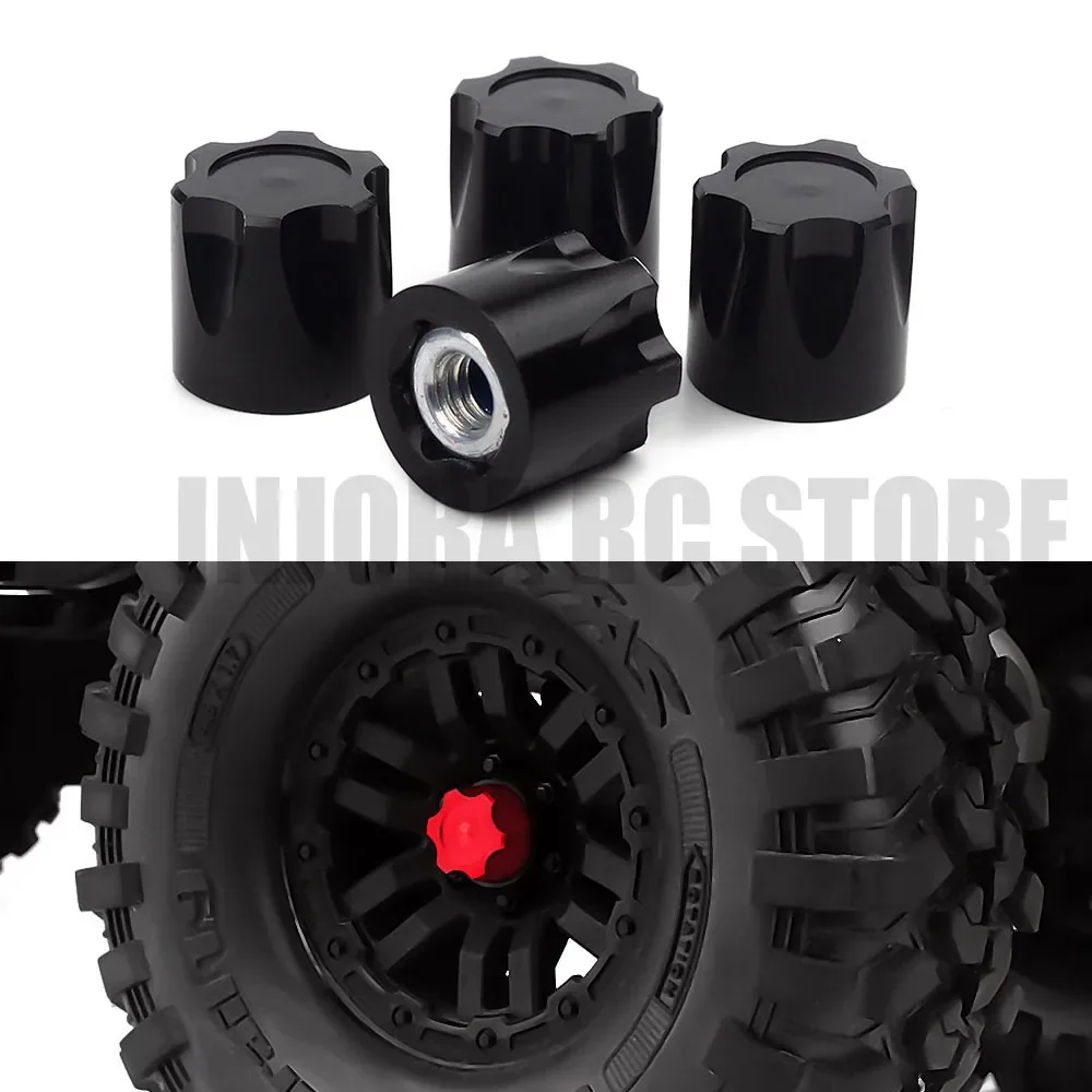 4Pcs Aluminum Alloy M4 Nut Center Cap Wheel Rim Hub for 1/10 RC Crawler Car Axial SCX10 TRX4 D90 Tamiya MST