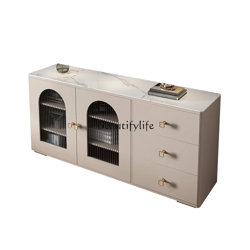 

Bedroom high TV cabinet rock slab ultra-modern simple complete Italian light luxury TV cabinet