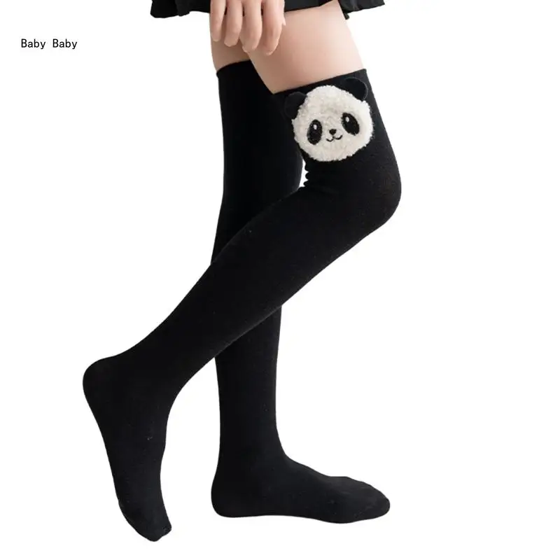 

Cartoon Knee High Socks for Girls Soft and Breathable Long Stockings Solid Q81A