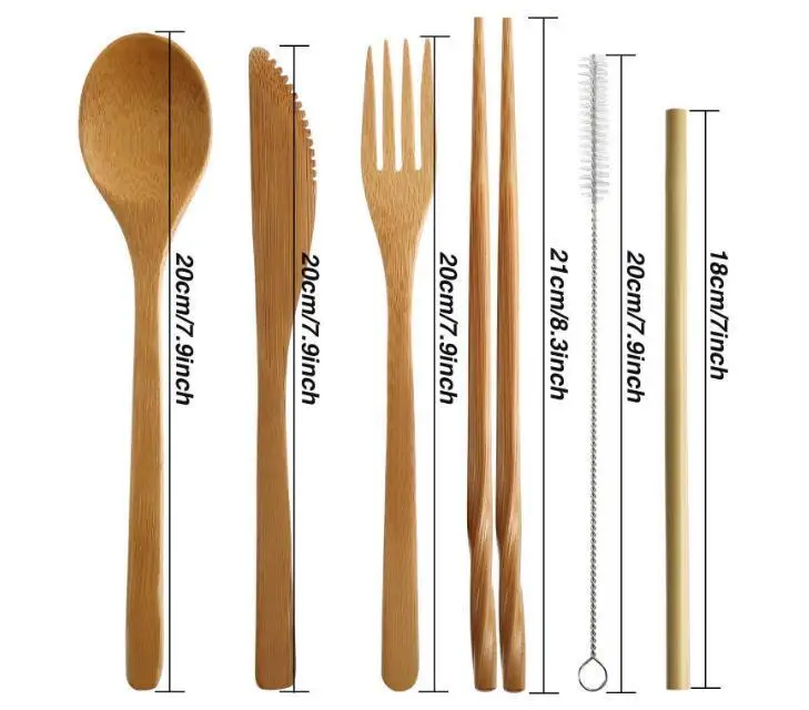 6pcs/set Portable Eco Friendly Flatware Set Travel Utensils Dinnerware Set Reusable Straws Chopsticks Knife Fork Spoon Wholesale