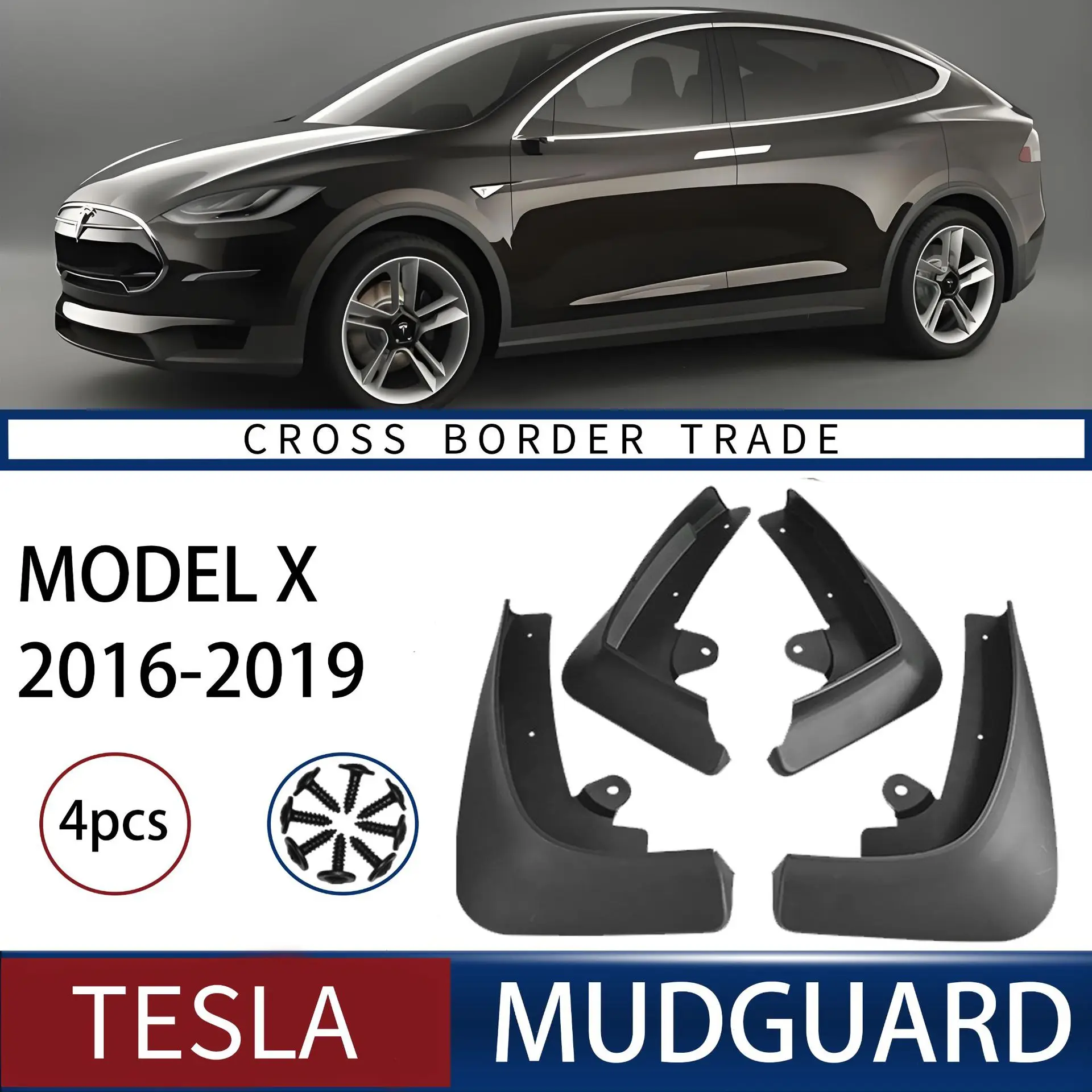 

FOR Tesla modelx 2016-2021 Car Molded Mud Flaps Splash Guards Mudguards Front Rear Styling Front Rear Car Accessories