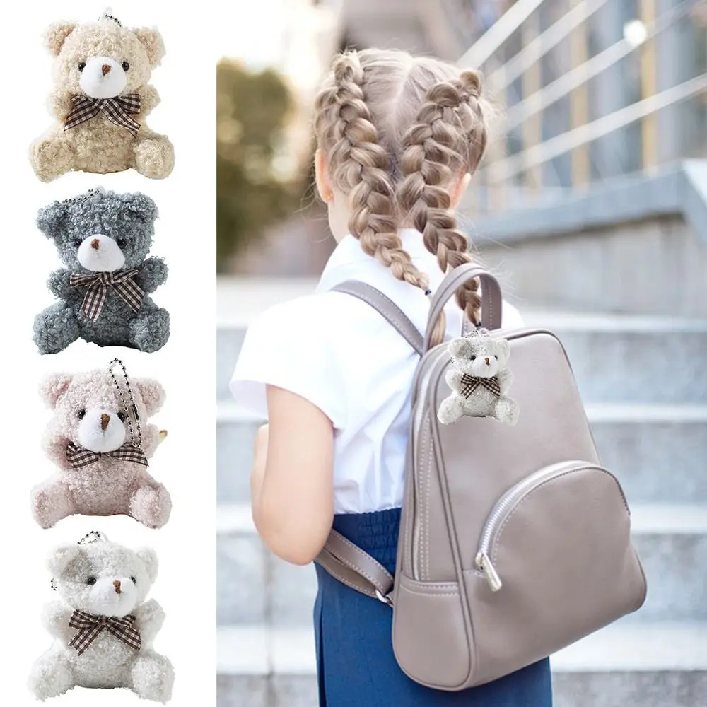Nouveau porte-clés 8CM dessin animé nœud papillon ours poupée porte-clés sac ornement ours en peluche pendentif doux enfant jouets suspendus ours en peluche universel