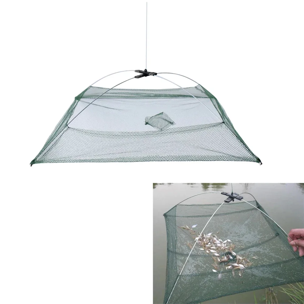 

Fishing Gadgets Crab Nylon Shrimp Trap Foldable 60*60cm Fishing Net Fishing Cage Shrimp Cage Casting Net