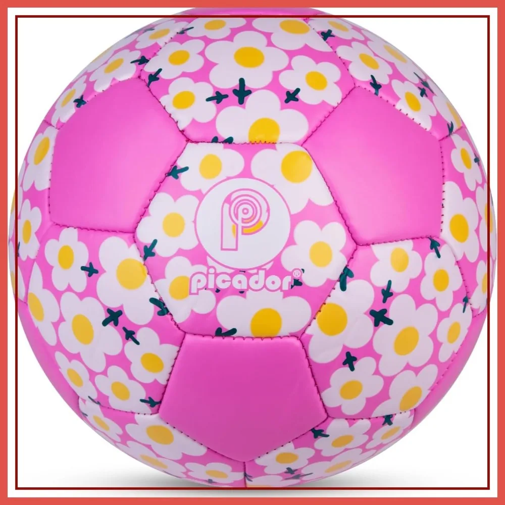 

Size 4 Soccer Ball for Girls, Pink Flower Design, Kids Youth Outdoor Sports Training with Pump
