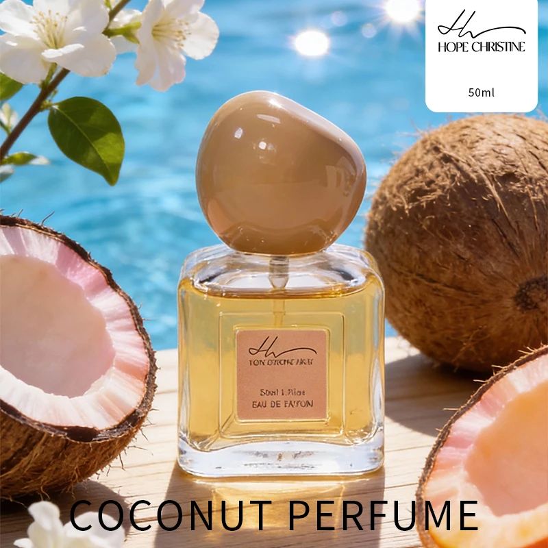 Parfum à la noix de coco Hope Christine, eau de parfum pour femmes, 50 ml, parfum fruité original longue durée, pour le bureau et les sorties décontractées