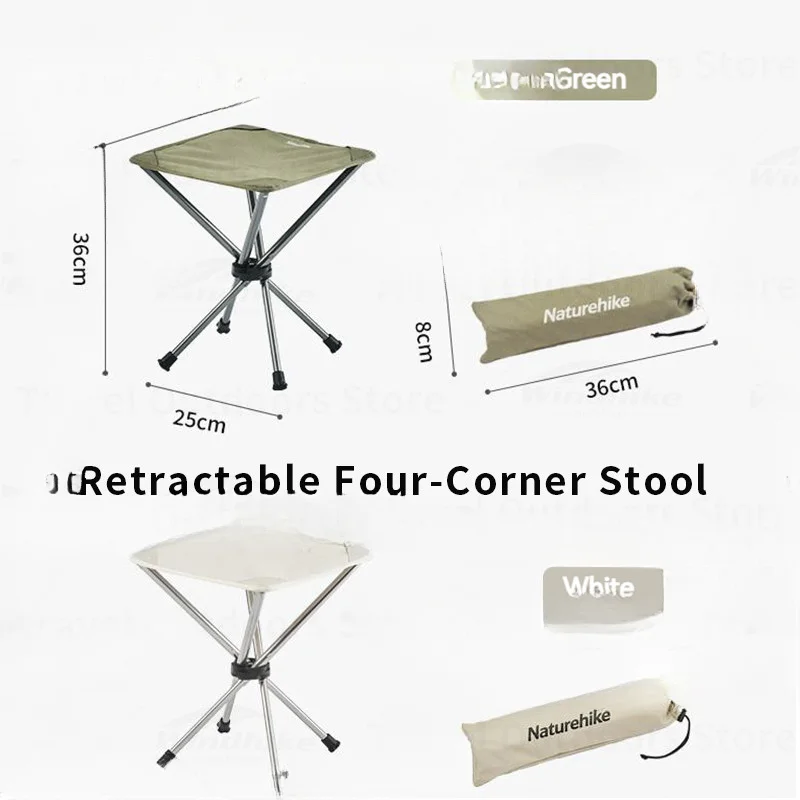 Naturehike Outdoor Portable Chair Camping Lightweight Telescopic Four-Corner Stool Aluminum Bracket Fishing Stool 100kg Bearing