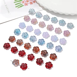 10pcs 14mm Crystal Glass Cherry Blossom Flower Beads Charm for Earring Necklace Bracelet DIY Jewelry Craft Making