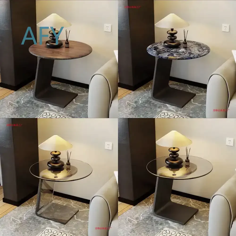Round Modern Coffee Table for Living Room Minimalist Italian Style Luxury Side Table for Sofa Contemporary Accent Table for