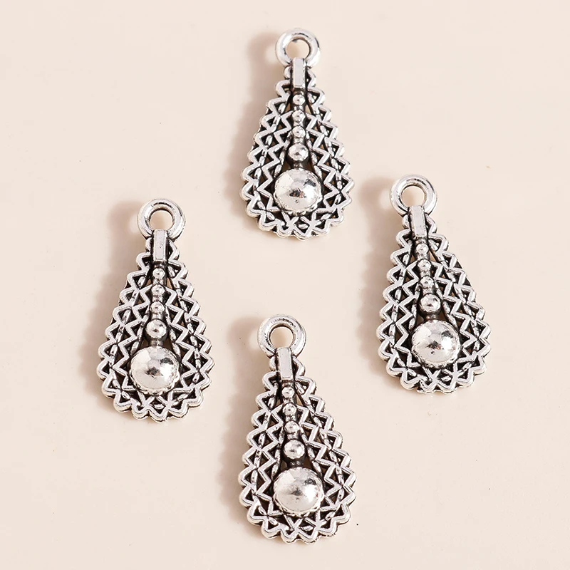 Leslie 50 Stück 17 x 9 mm antik versilbert Tropfen-Charms für Schmuckherstellung, Frauen, Wassertropfen-Anhänger, Halskette, DIY-Ergebnisse – Detail 2