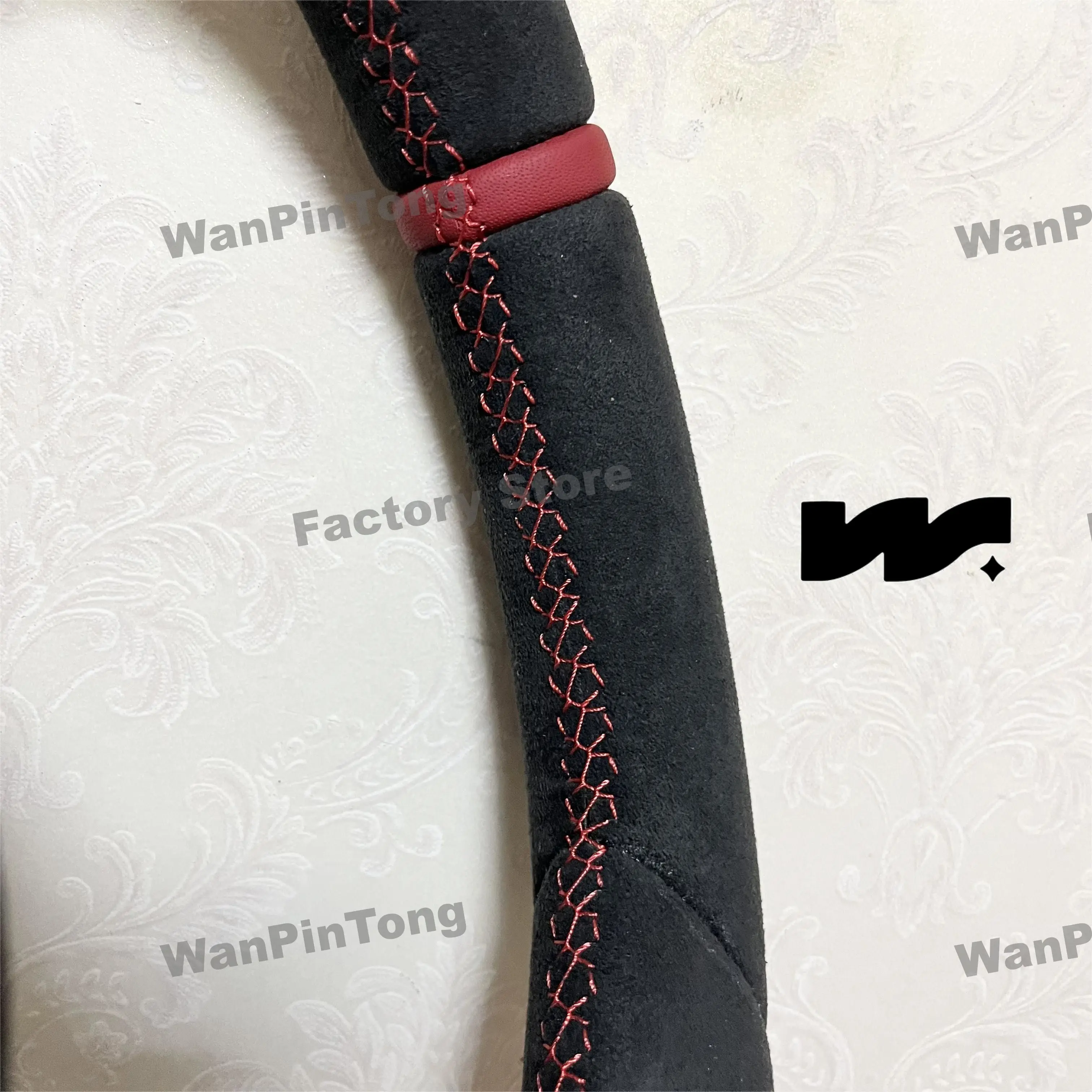 Pasuje do Porsche Custom Style Alcantara Red Return Mark Steering Wheel Macan Cayenne 911 718 958Cayman Panamera Model Series