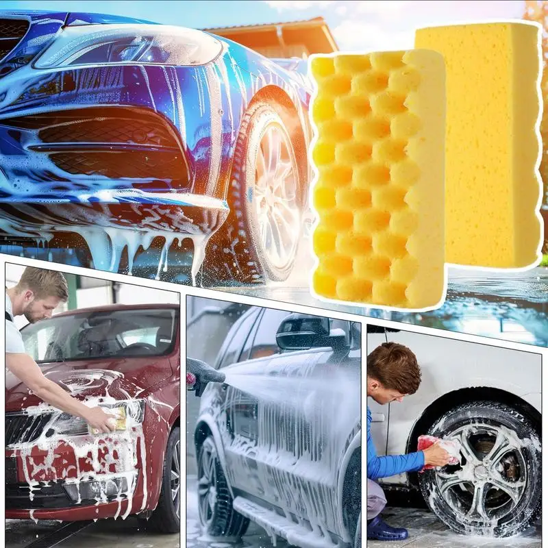 

Large Sponges For Washing Cars Absorbent Wavy Shaped Car Sponges For Washing Portable Scratch-resistant Car Detailing Cleaning