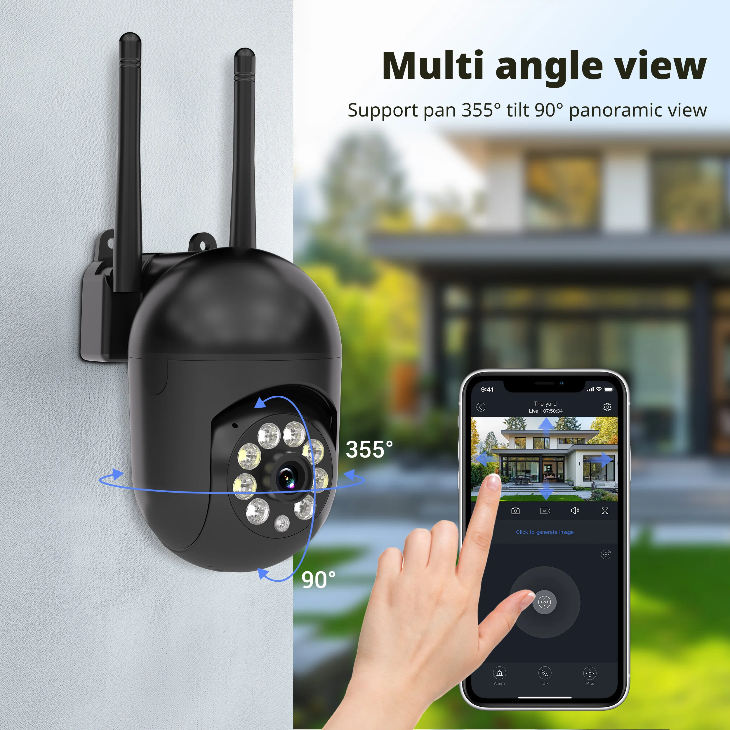 Ease Life APP 5G 3PCS Upgraded Version Surveillance Camera Color Night Vision Motion Tracking Indoor Outdoor Security Y108-Black