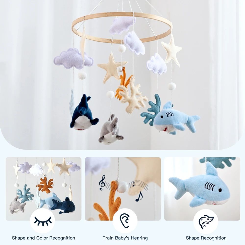 Baby Wooden Bedbell Bracket 0-12 Months Bed Bell Bracket Wooden Mobile Newborn Crochet Bed Bell Hanging Toys Newbaby Rattle Toys