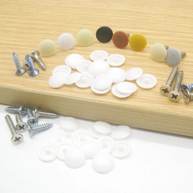 100pcs Plastic Nuts Bolts Covers Snap Self-tapping Screws Exterior Protective Decor Caps Furniture Hardware Accessories